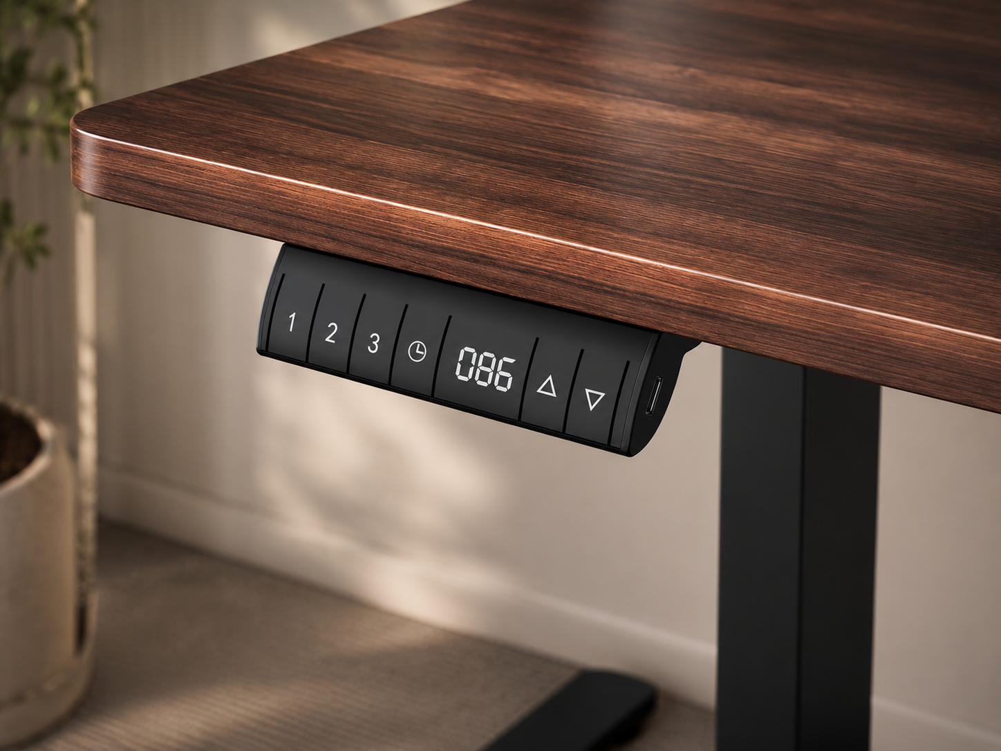 Bureau assis-debout électrique HAEST 160 × 80 cm – Bois foncé